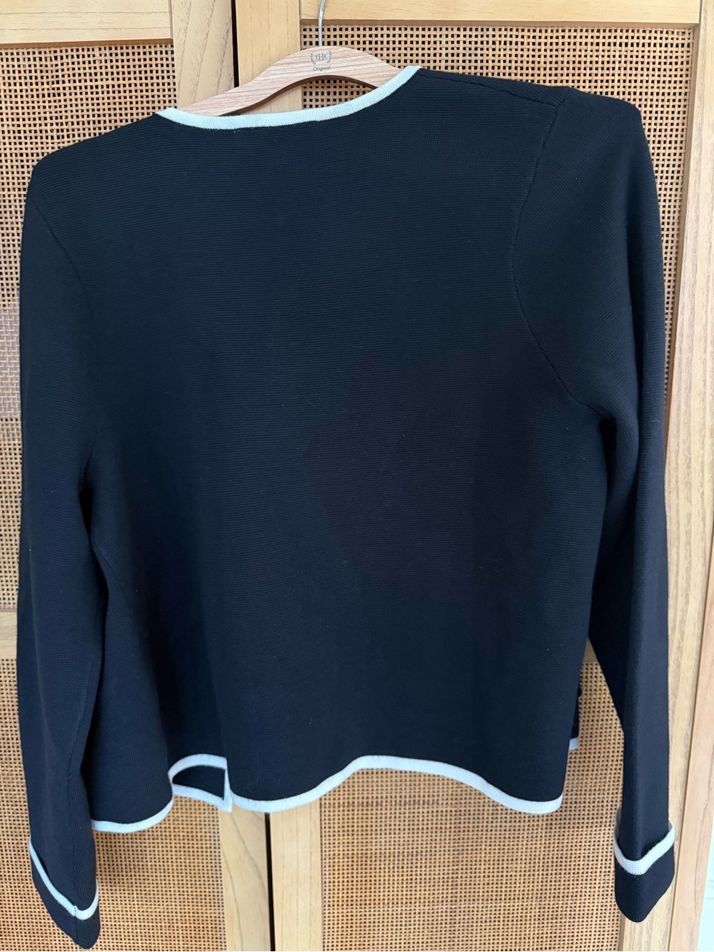 Sezane Brielle Cardigan NWT Large black ecru 100% Wool - Picture 5 of 14
